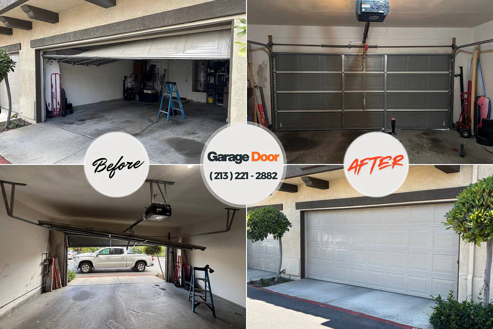 Before and after: garage door installation East Flat Rock, NC